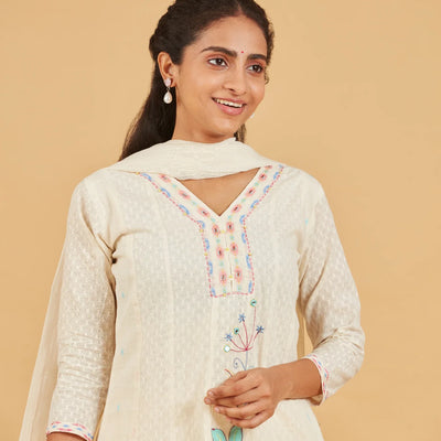 White short kurta set
