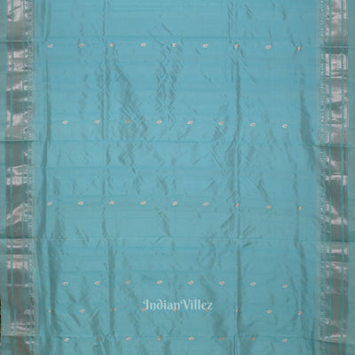 Exclusive Sky Blue Butti Paithani Silk Saree