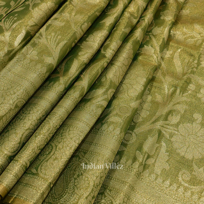 Moss Green Pure Kanjivaram Tissue Silk Saree