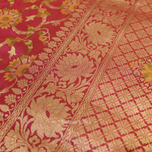 Rani Pink Meenakari Banarasi Katan Silk Saree