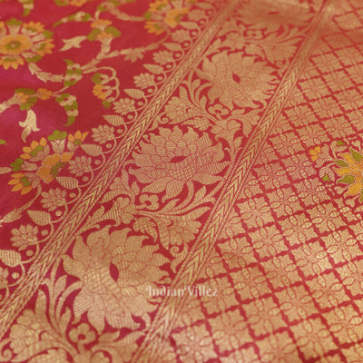 Rani Pink Meenakari Banarasi Katan Silk Saree