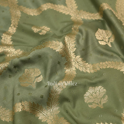 Ash Grey Rangkart Mashru Satin Silk Banarasi Saree