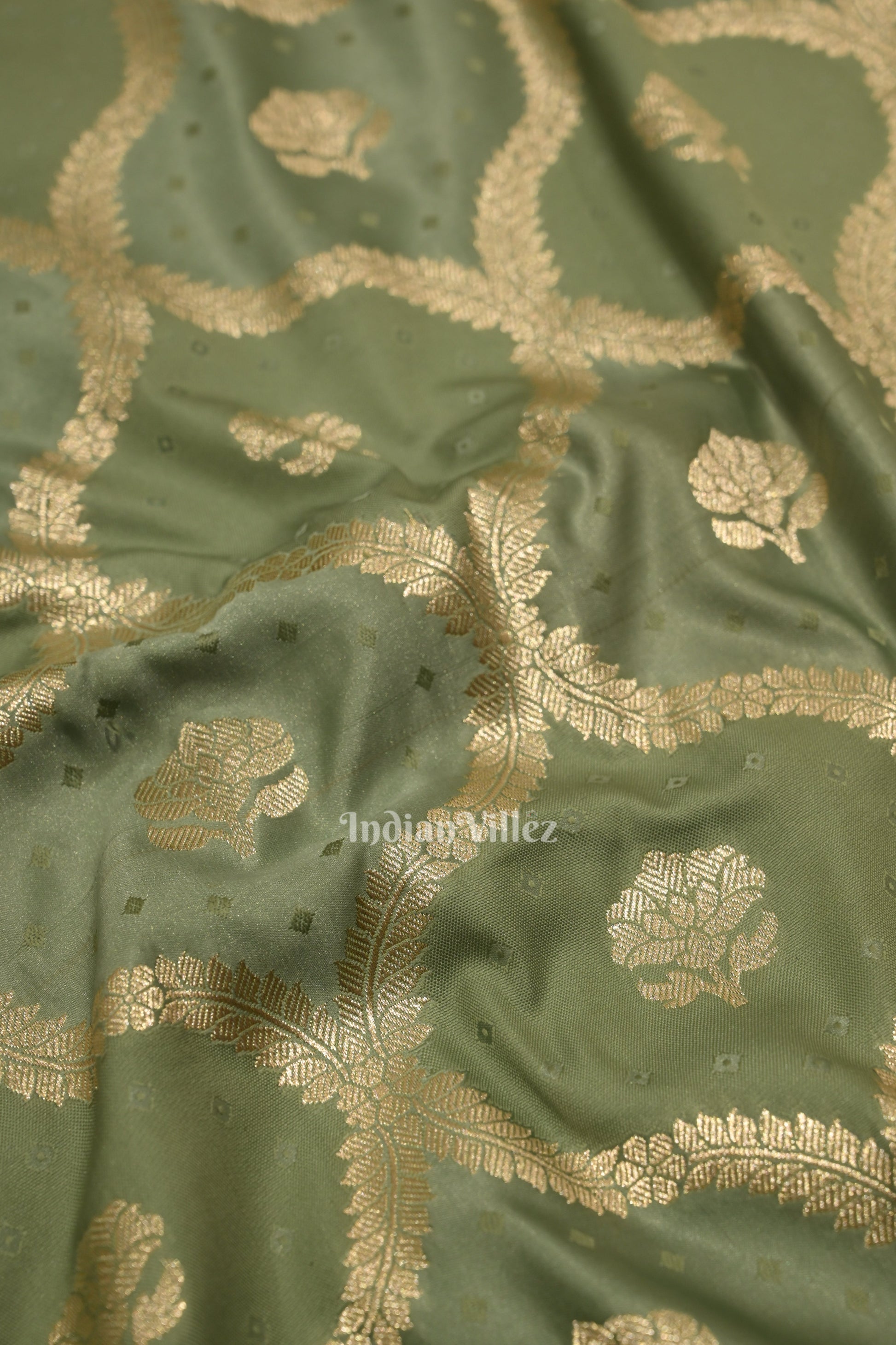 Ash Grey Rangkart Mashru Satin Silk Banarasi Saree