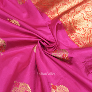 Rani Pink Designer Pure Banarasi Katan Silk Saree