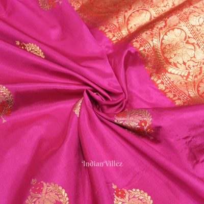 Rani Pink Designer Pure Banarasi Katan Silk Saree