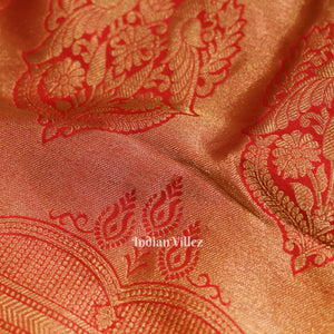 Red Pure Kanjivaram Silk Saree with Zari Brocade