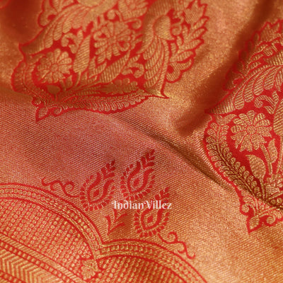 Red Pure Kanjivaram Silk Saree with Zari Brocade