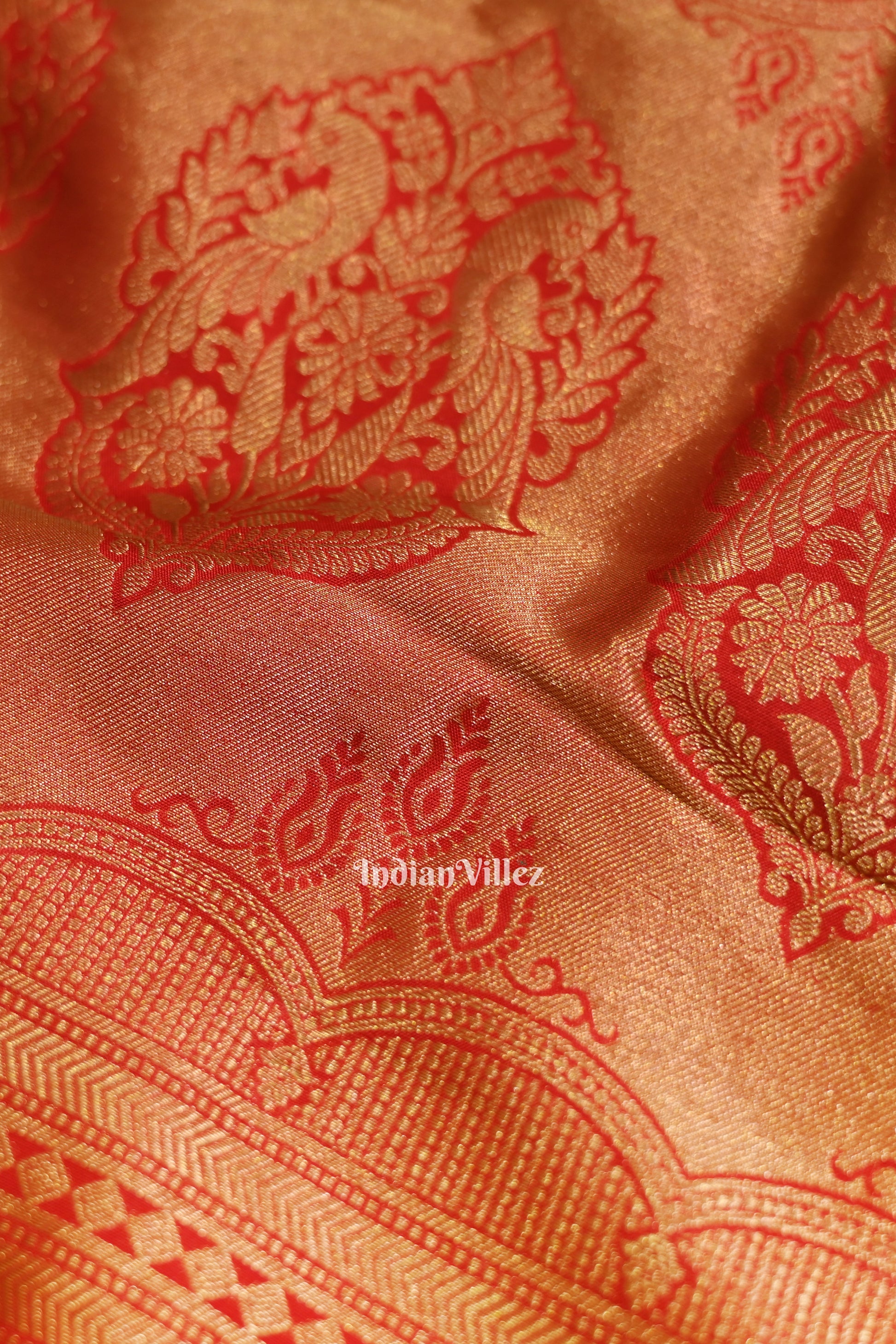 Red Pure Kanjivaram Silk Saree with Zari Brocade