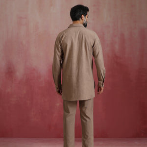 trueBrowns Men's Beige Cotton Co-ord set