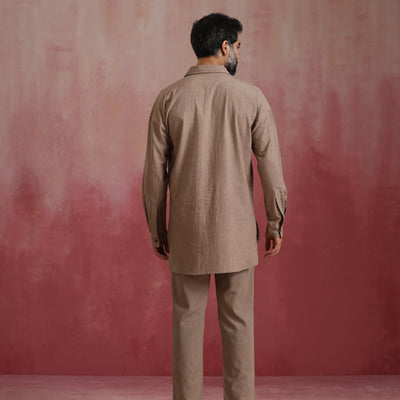 trueBrowns Men's Beige Cotton Co-ord set