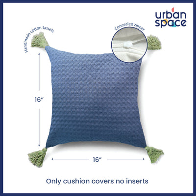Waffle Cotton Cushion Cover, for Sofa, Bedroom, Living Room - Set of 2 - Waffle Navy