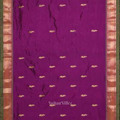 Purple Peacock Butti Paithani Silk Saree