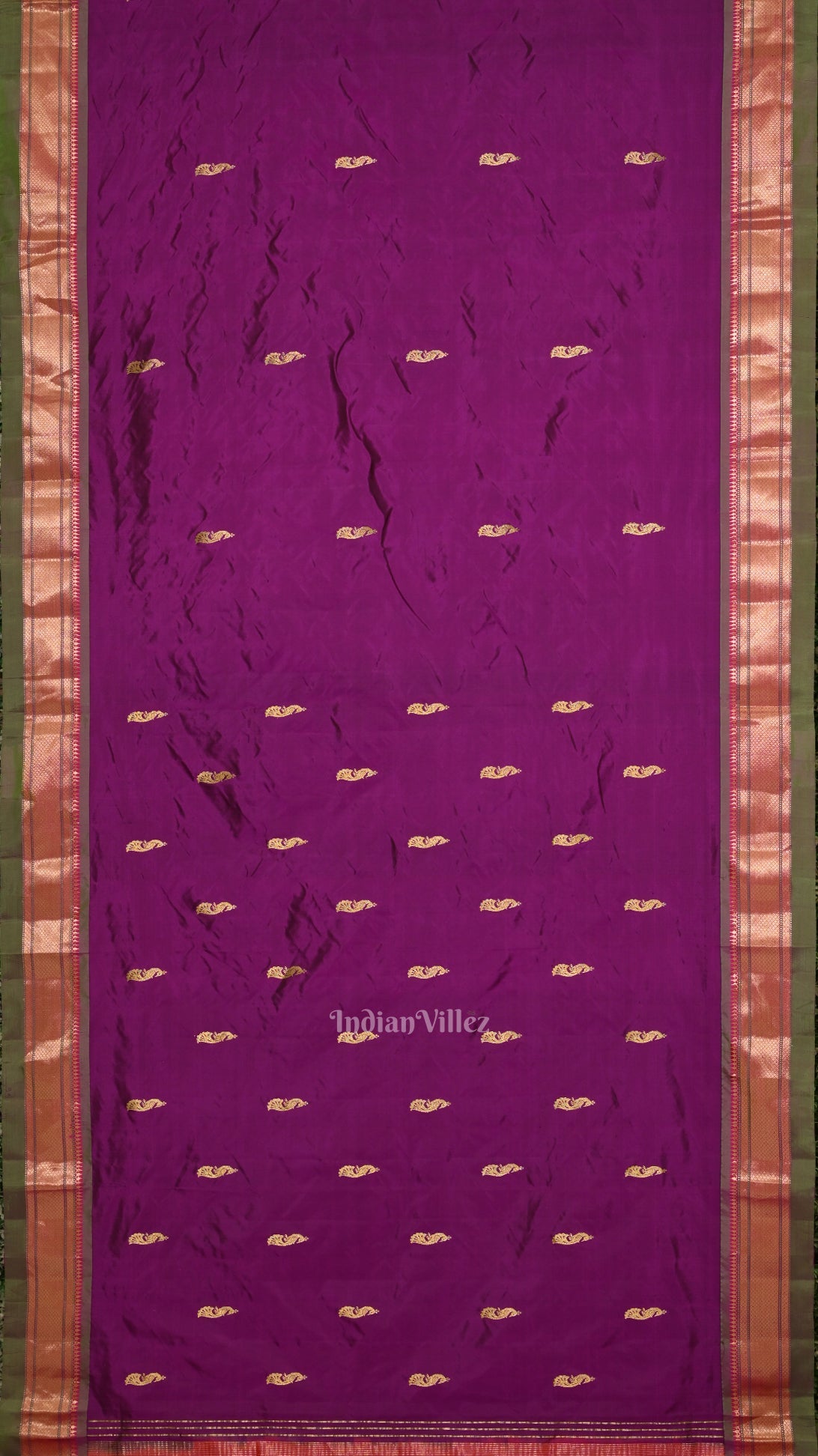 Purple Peacock Butti Paithani Silk Saree