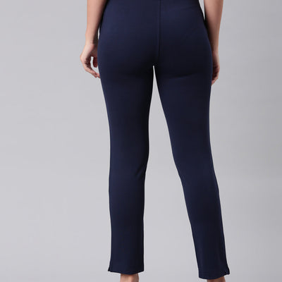 Women Solid Navy Mid Rise Smart Fit Kurti Pant