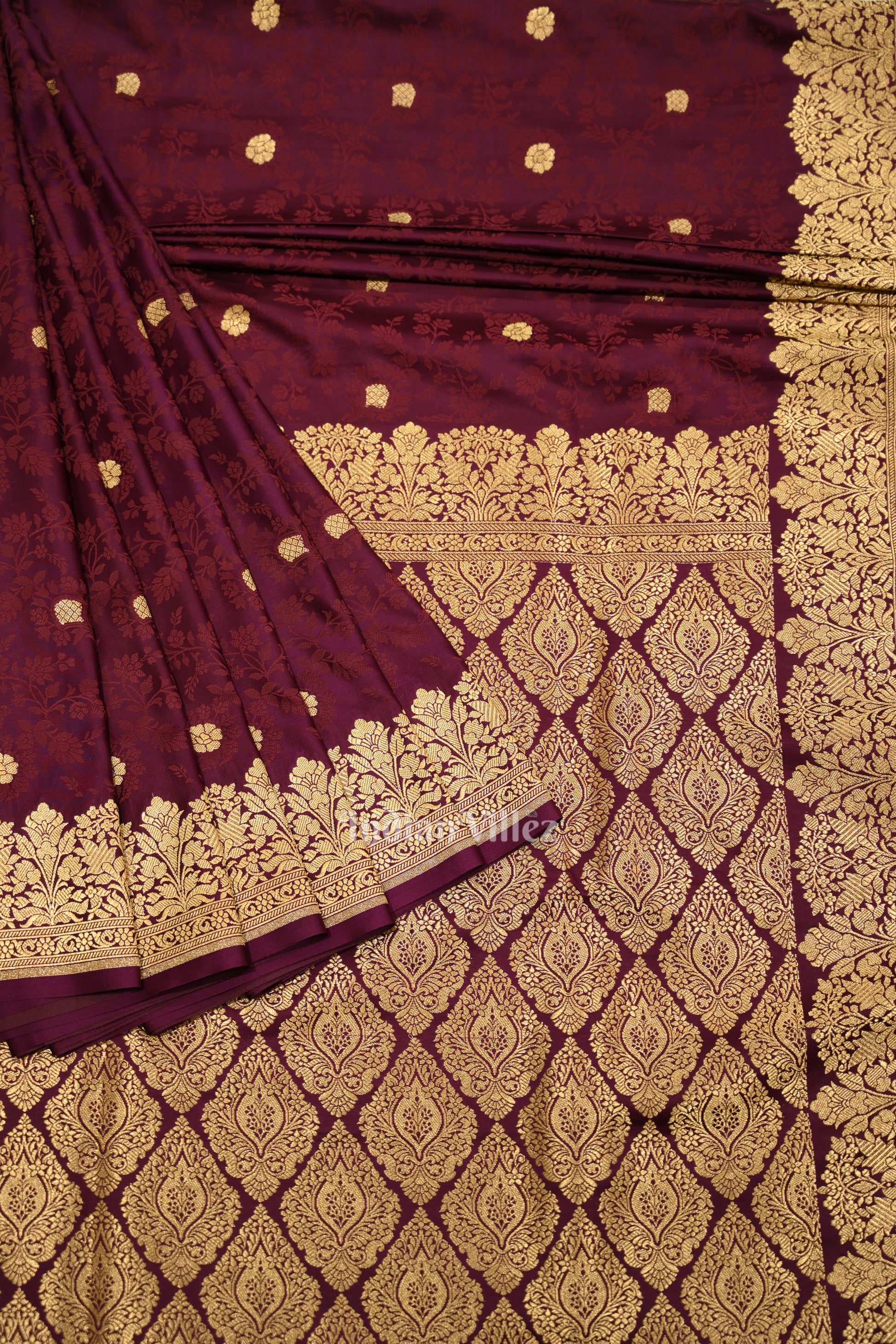 Wine Purple Soft Pure Mashru Satin Silk Banarasi Saree