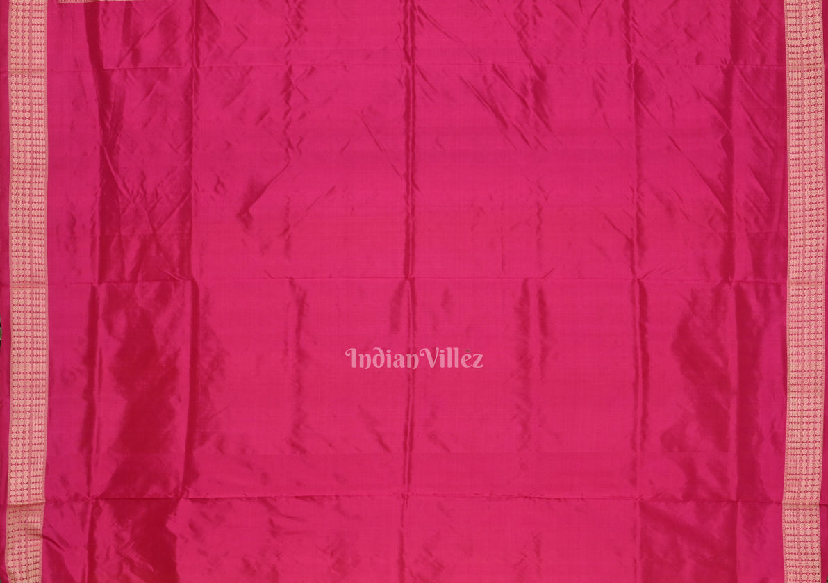 Dark Yellow with Rani Pink Bomkai  Sambalpuri Silk Saree