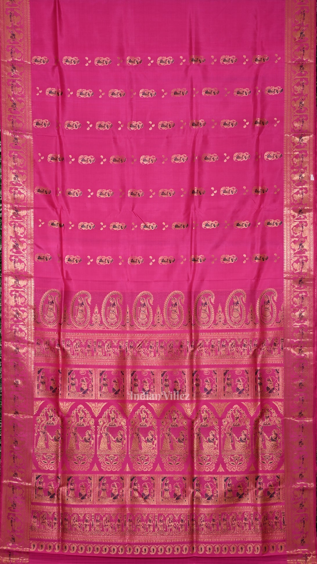 Rani Pink Handwoven Baluchari Silk Saree
