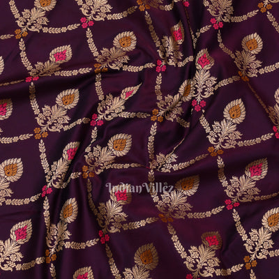 Purple Dual Tone Meenakari Pure Mashru Satin Silk Banarasi Saree