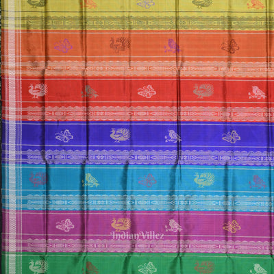 Black Pasapali Double Pallu Berhampuri Silk Saree