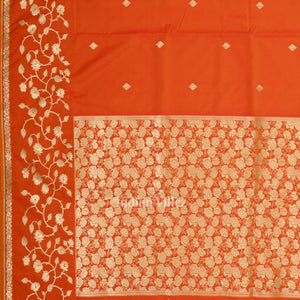 Exclusive Orange Gold Soft Pure Mashru Satin Silk Banarasi Saree