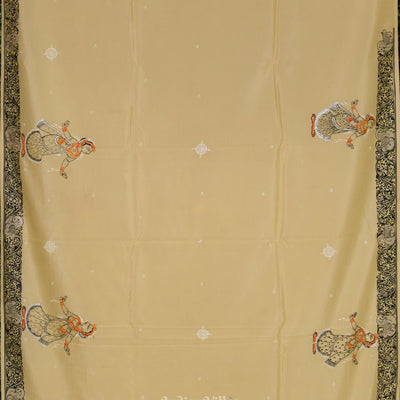 Cream Hand-Painted Pattachitra Saree (Pre Order)