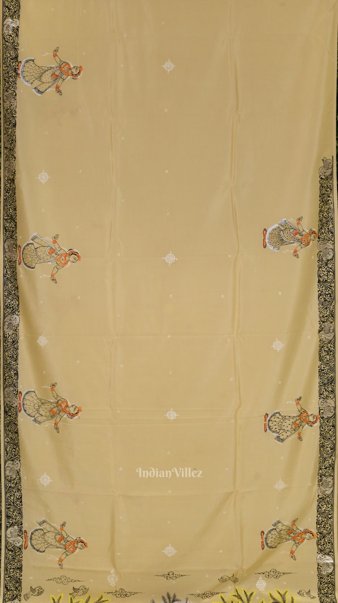 Cream Hand-Painted Pattachitra Saree (Pre Order)