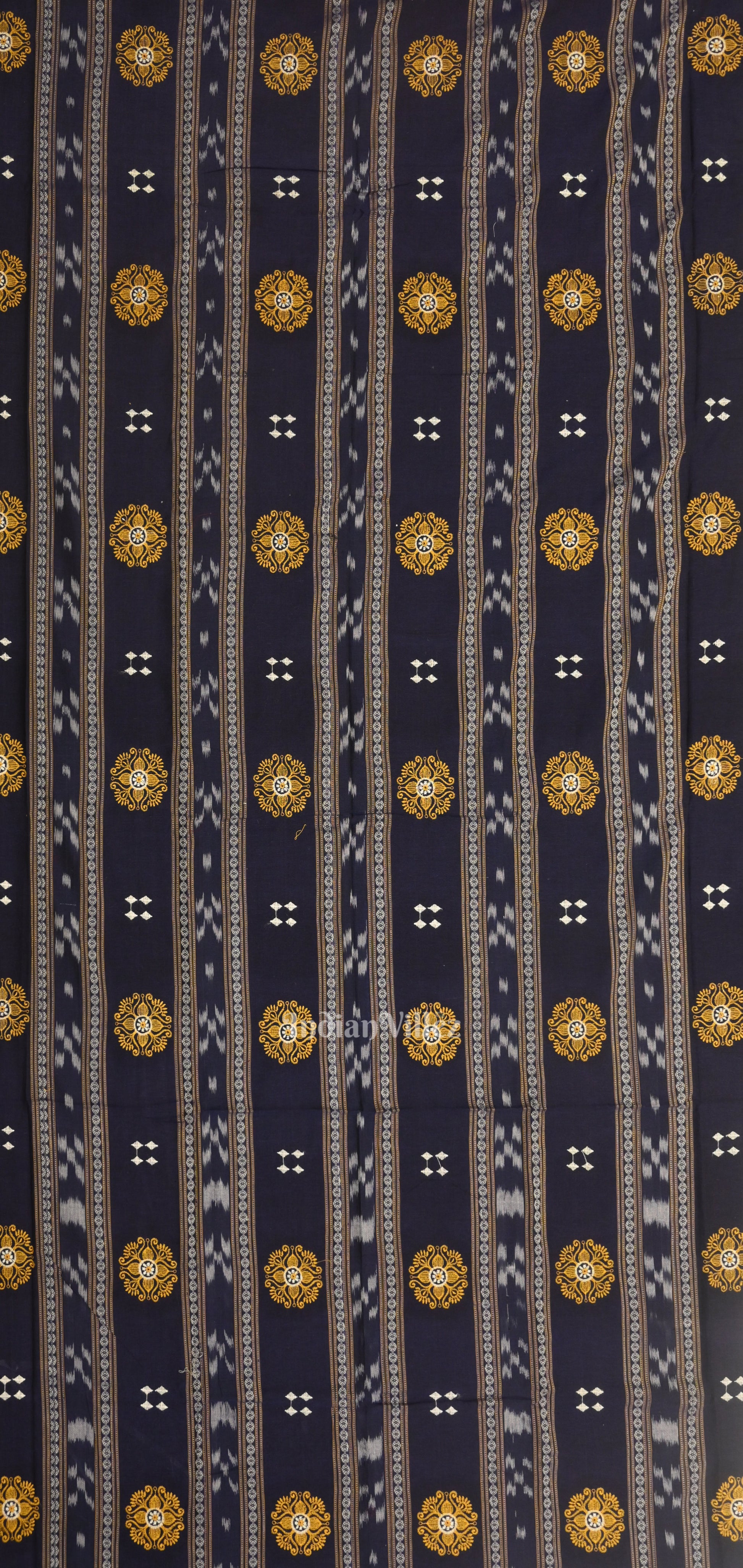 Blue yellow Sambalpuri Bomkai Cotton Dress set with Dupatta