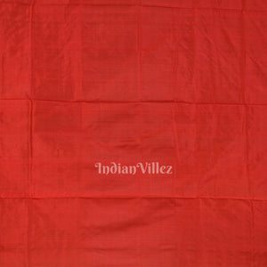 Dark Green With Red Anchal Tribal Theme Sambalpuri Silk Saree