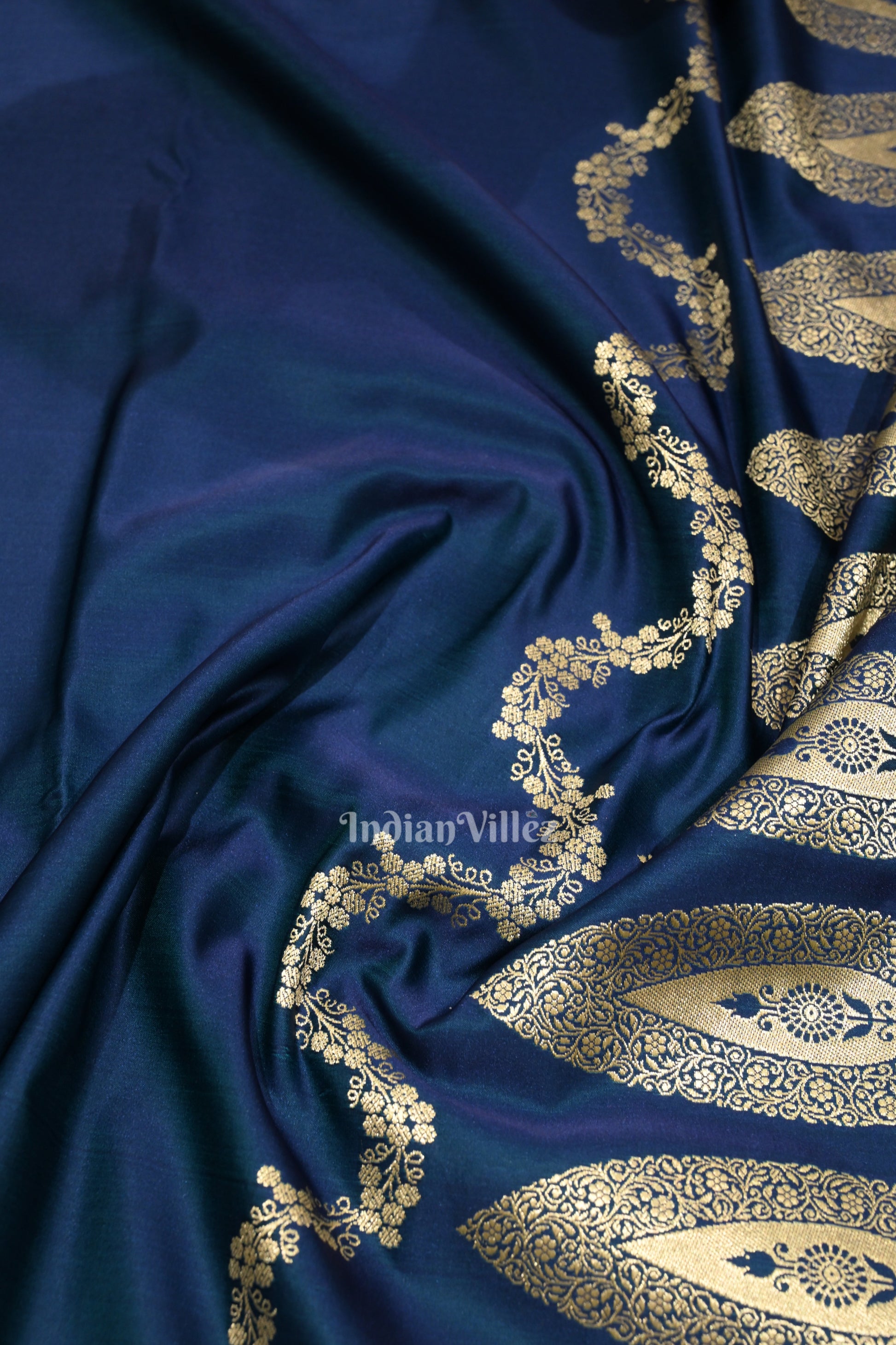 Blue Dual Tone Soft Pure Mashru Satin Silk Banarasi Saree