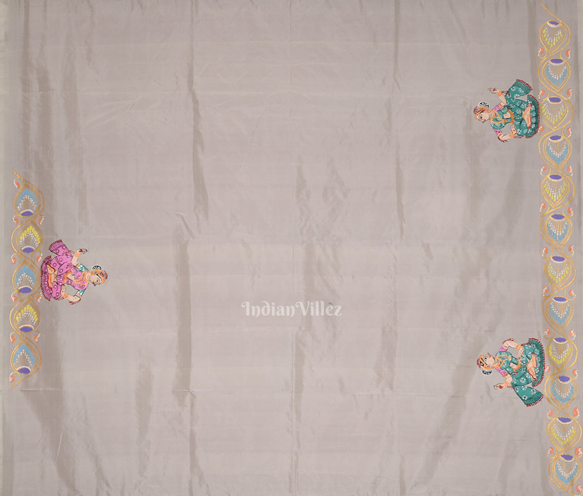 Magenta Pink Kandarpa Ashwa Hand-Painted Pattachitra Saree