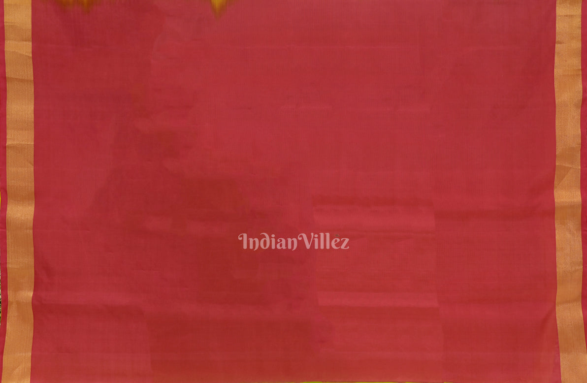 Parrot Green With Rani Pink Pure Kanjivaram Soft Silk Saree