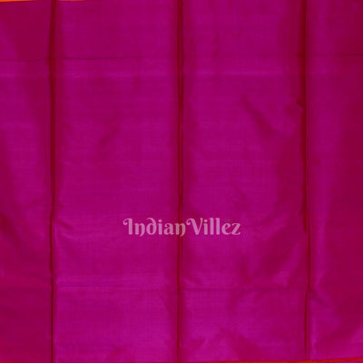 Rani With Golden Orange Handwoven Bishnupuri Silk Saree