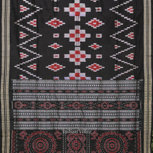 Black Pasapali Odisha Ikat Sambalpuri Silk Saree