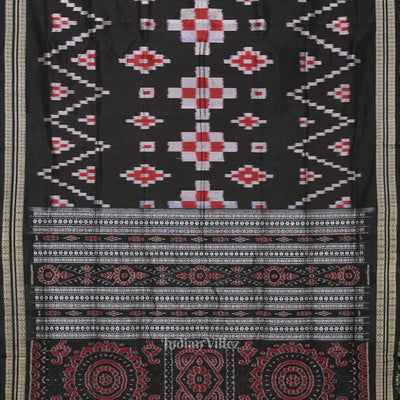 Black Pasapali Odisha Ikat Sambalpuri Silk Saree