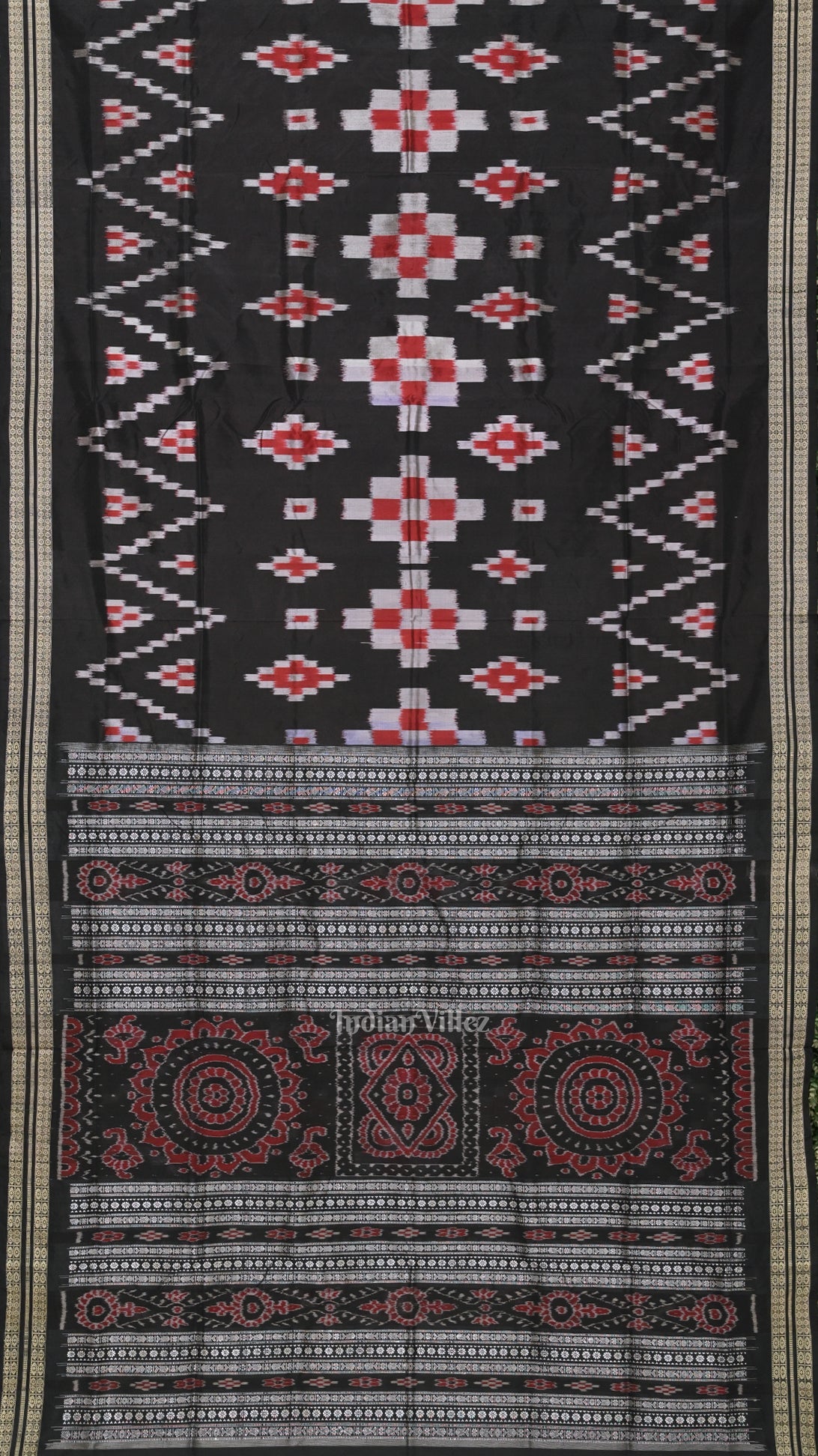 Black Pasapali Odisha Ikat Sambalpuri Silk Saree