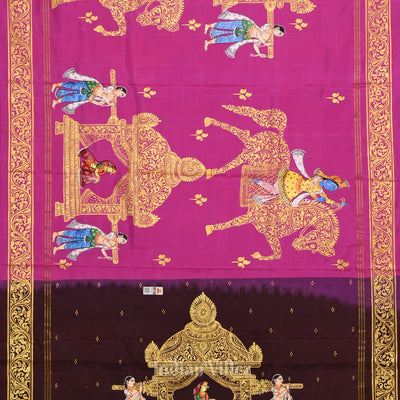 Coffee with Rani Pink Doli Barat /Palki Theme Pattachitra Silk Saree
