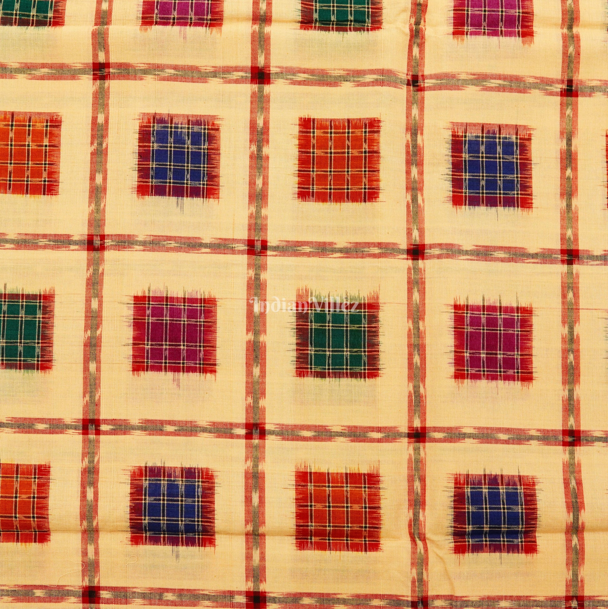 Exclusive Light Yellow Aswini Sambalpuri Ikat Cotton Fabric