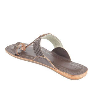 Brown Handstitched Leather Kolhapuri Women Slipper