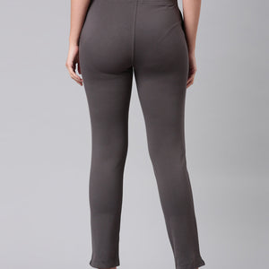 Women Solid Silver Grey Mid Rise Smart Fit Kurti Pant