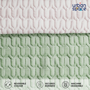 Fluffy & Heavy 200 GSM Microfiber Reversible Quilted Winter Comforters - Sage Green & Blush