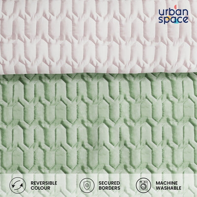 Fluffy & Heavy 200 GSM Microfiber Reversible Quilted Winter Comforters - Sage Green & Blush