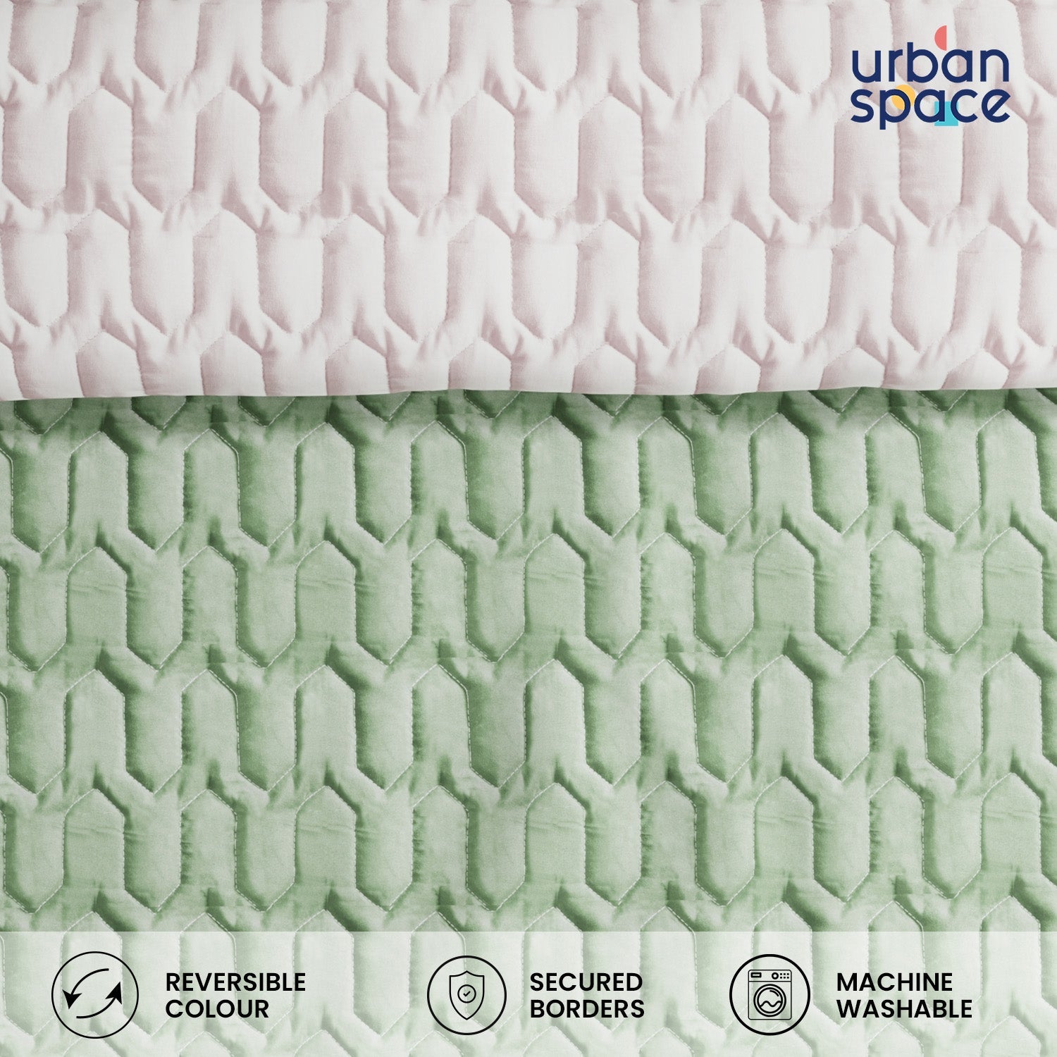 Fluffy & Heavy 200 GSM Microfiber Reversible Quilted Winter Comforters - Sage Green & Blush