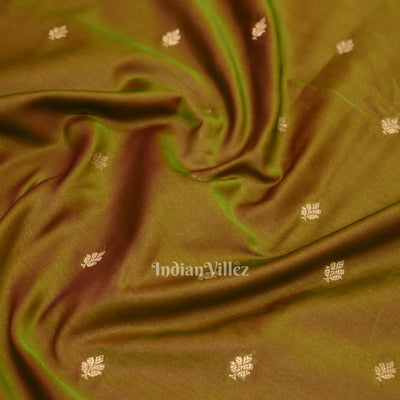 Parrot Green Mashru Satin Silk Banarasi Saree
