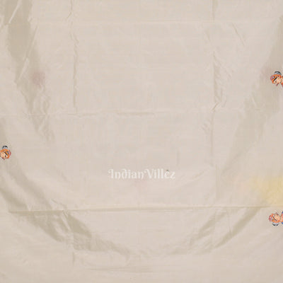 White Krishna Boita Hand-Painted Pattachitra Saree