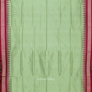 Pista Green with Rani Pink Buti Design Bomkai Sambalpuri Silk Saree