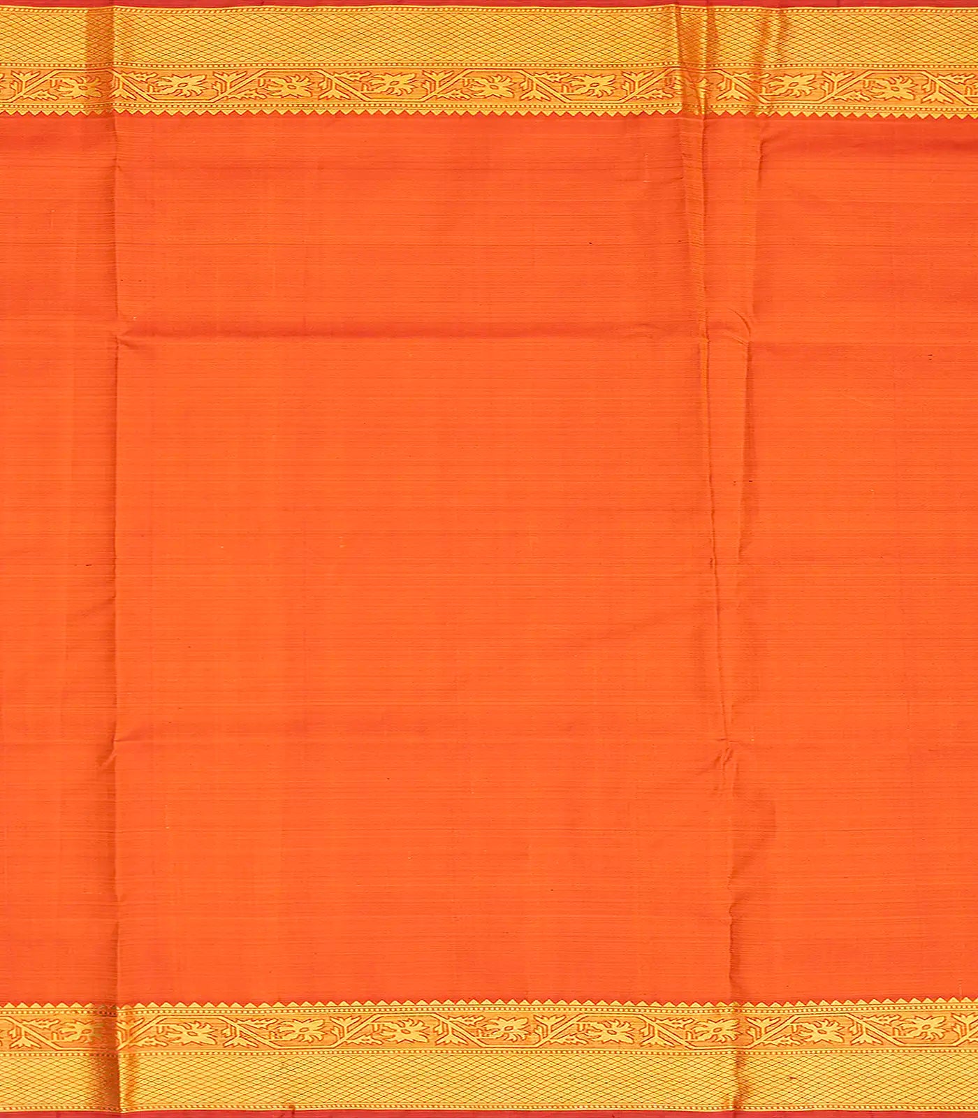 Orange Handloom Lino Lite Partly Silk Saree Meena Motifs