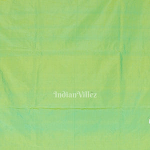 Parrot Green Dual Tone Ardha Chandra Krishna Rasa Leela Hand-Painted Pattachitra Saree (Pre Order)