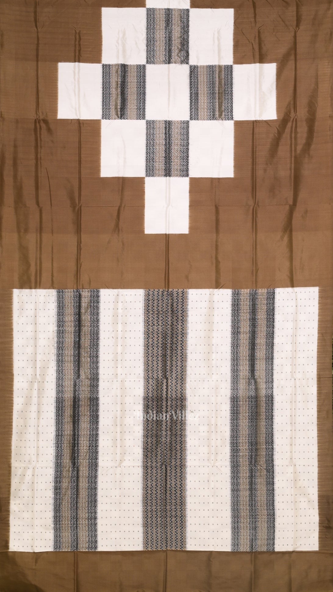 Olive Green Black Pasapali Sambalpuri Ikat Silk Saree