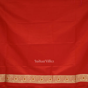 Exclusive Pure Red Bridal Meenakari Pure Mashru Satin Silk Banarasi Saree