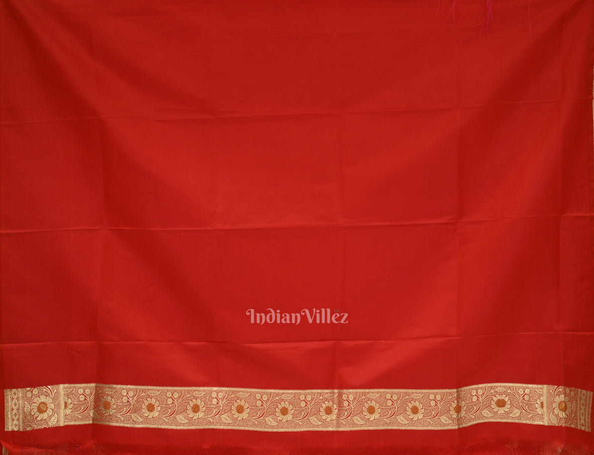 Exclusive Pure Red Bridal Meenakari Pure Mashru Satin Silk Banarasi Saree